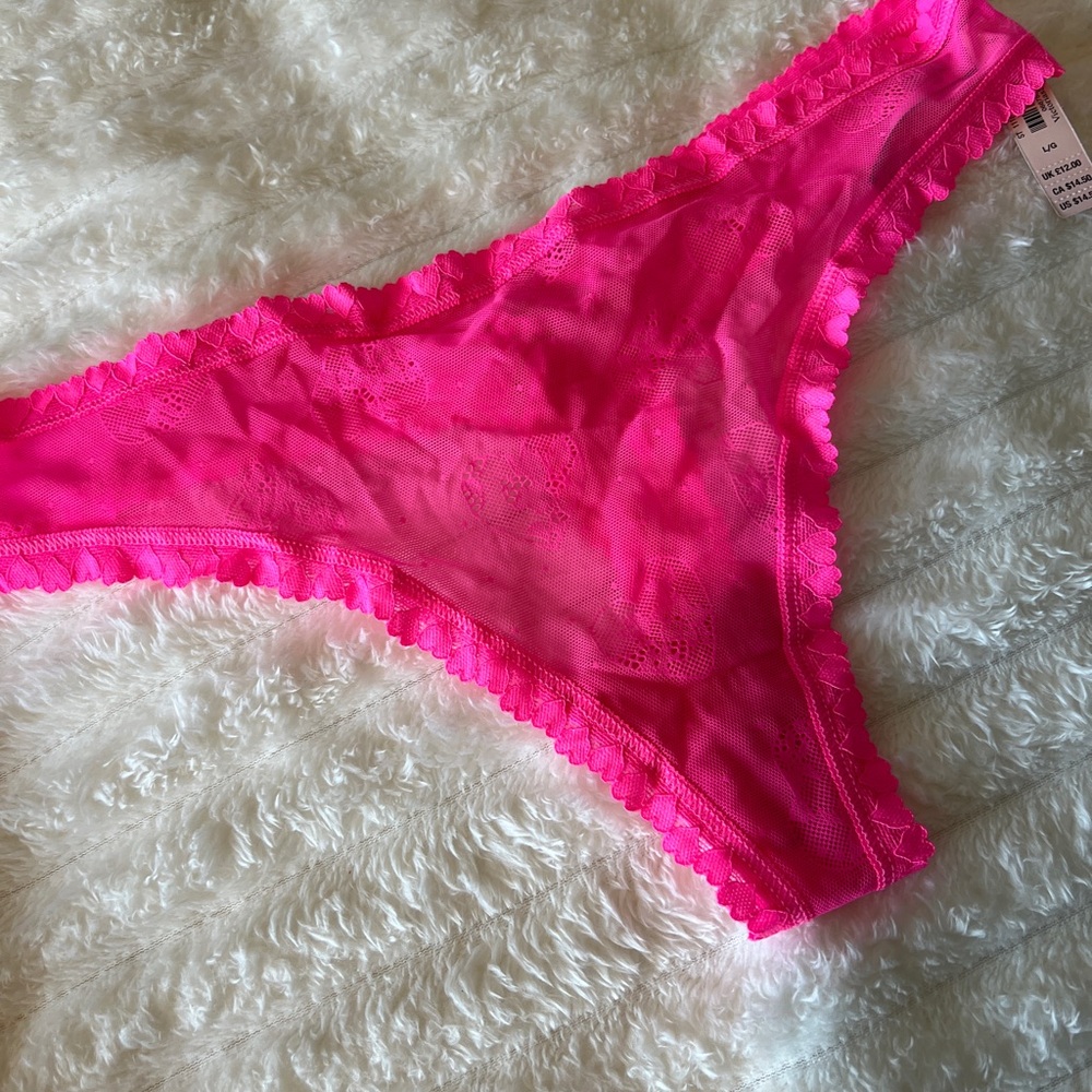 Victoria’s Secret Hot Pink Lace Thong